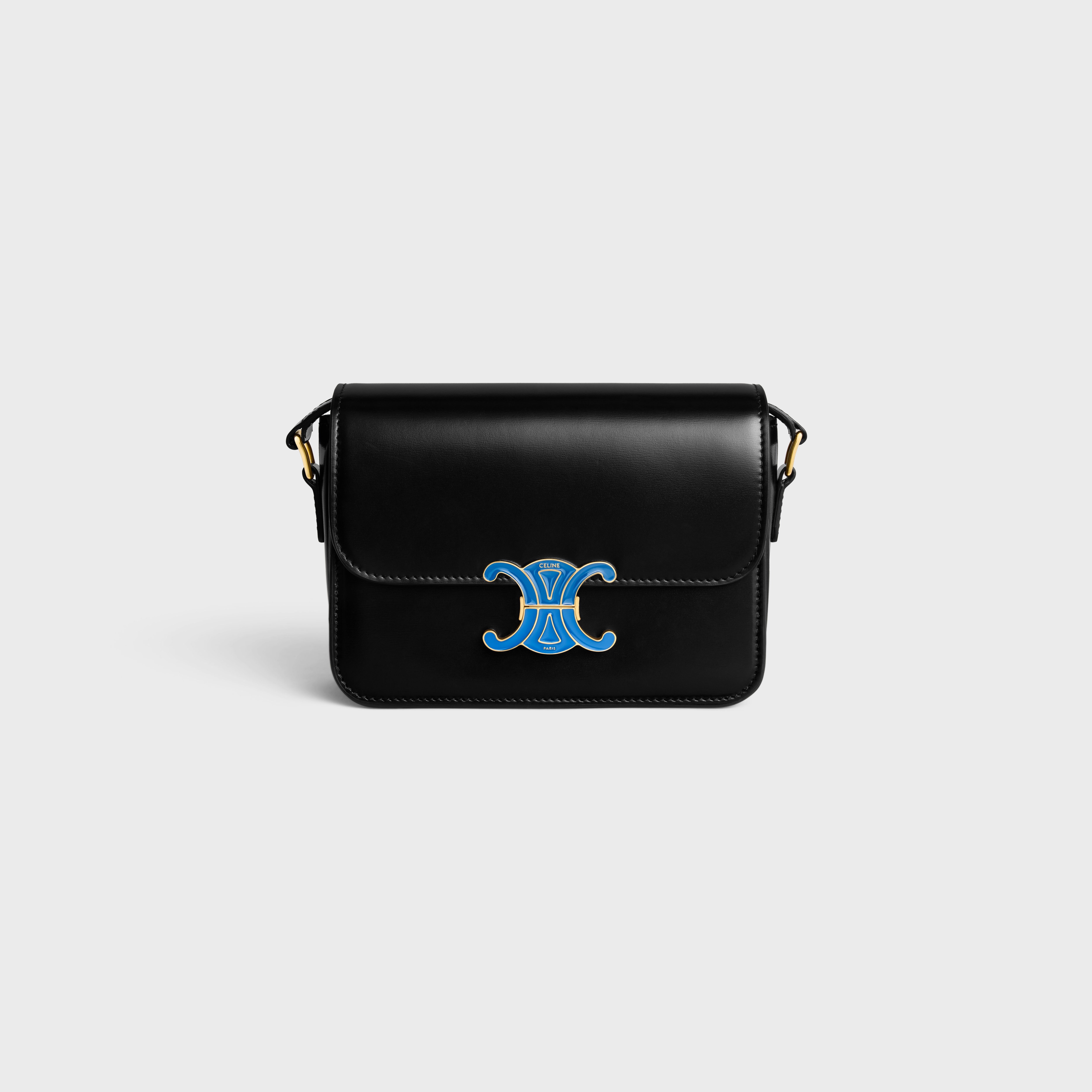 CELINE　トリオンフ　 トートバッグ　ハンドバッグ　ブルー　Y2K　エナメル ティーントリオンフ バッグ / エナメルクロージャー付きシャイニー